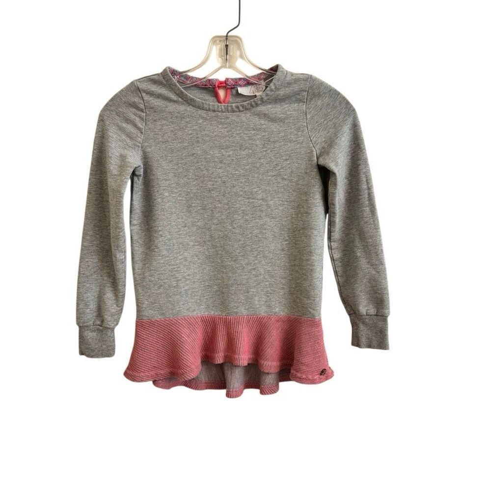 Matilda Jane Once Upon a Time Lionheart Sweatshirt Top Gray Pink Stripes Size 8